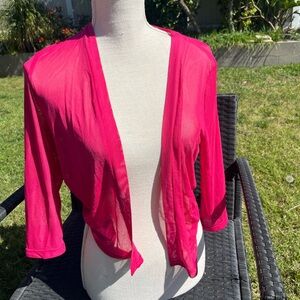 Sheer Fuchsia Open-Front Women’s Sweater Cardigan